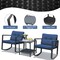 3 Pieces Wicker Rocking Bistro Set with Glass Coffee Table and Storage Shelf